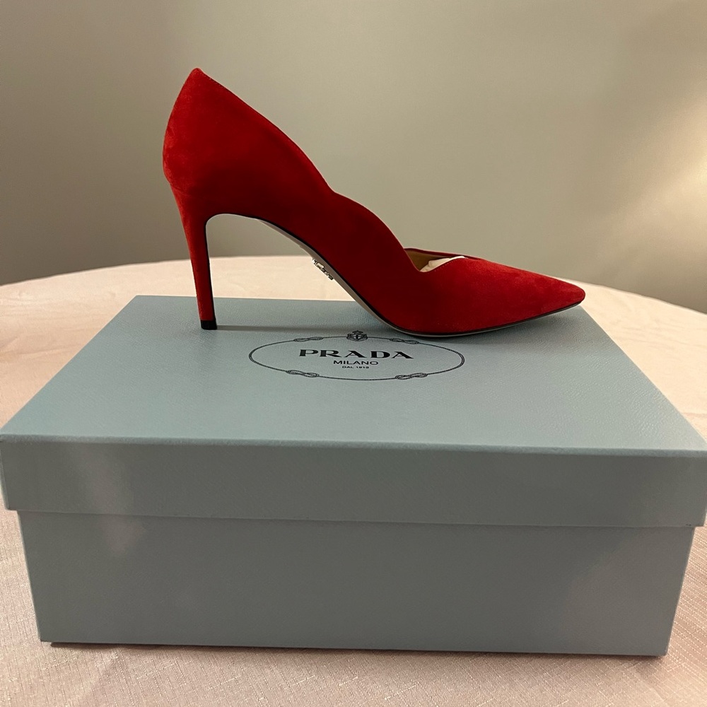 Prada Red Suede Pumps - Picture 9 of 12